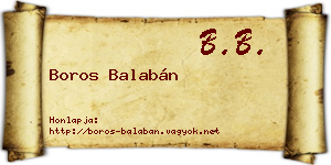 Boros Balabán névjegykártya